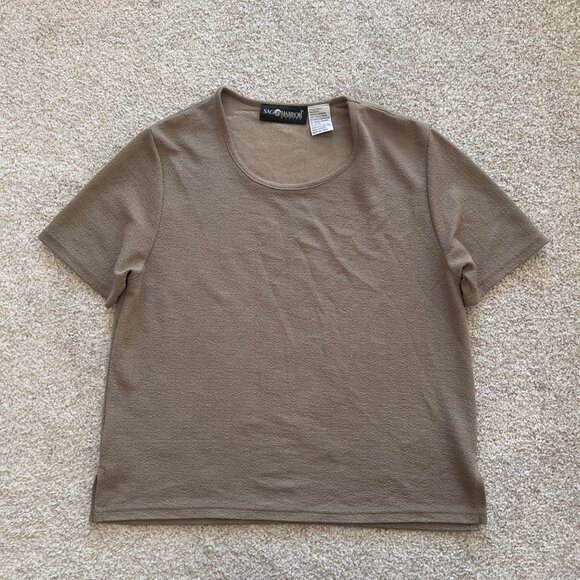 Olive Green Vintage Office Work Minimalist Top - Picture 4 of 6